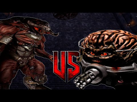Cyberdemon vs Spiderdemon (Mastermind) - DOOM 3 Monster Infighting - DOOM RETRO ARENA - BOSS BATTLE