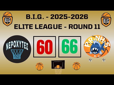 Νεροχύτες 60-66 Piranhas BC (Round11-Elite-18/01/2026)