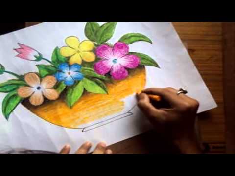 How to Draw a Flower Vase with Oil Pastel [Long Version] Video