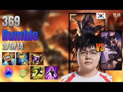 369 Top Rumble vs Quinn lol KR solo rank Full Game 15.14 | 369 럼블 vs 퀸
