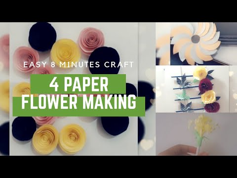 4 types of paper flower making||Diy Projects\Muk creativity house