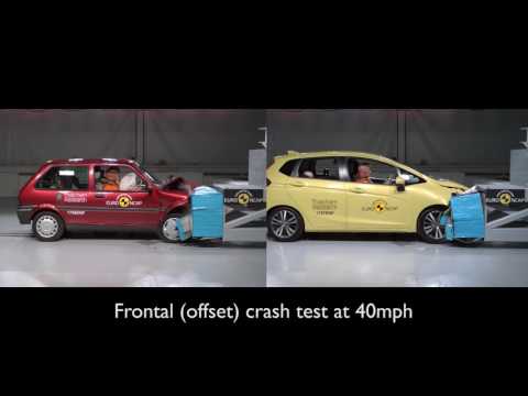 Euro NCAP 20 years of crash testing - Honda Jazz vs Rover 100 Comparison