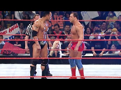 The Rock w/ Debra Vs Kurt Angle Part 1 - RAW IS WAR!