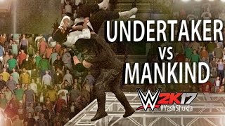 WWE 2K17 Undertaker vs Mankind Hell In A Cell Match w/ OMG Moves & Chokeslam OFF-THE-CELL