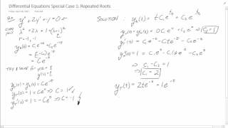 Differential Equations Special Case 1: Repeated Roots