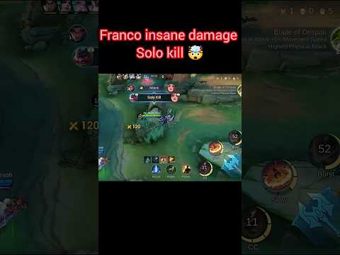 franco insane damage solo kill 🤯 #mobilelegends #mlbb #viral #franco #shorts #gameplay #zephyrx07-yt