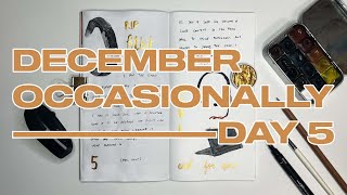 December Occasionally Day 5 | Illustrated Traveler’s Notebook journal with watercolour