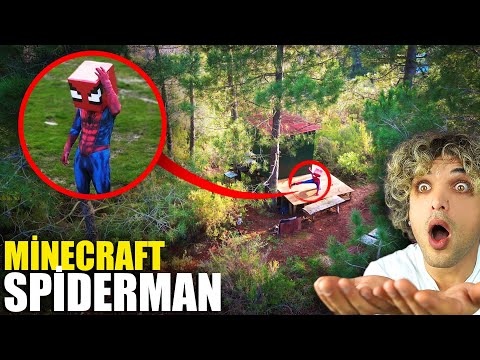 Real Life Spider-Man with Minecraft Head Caught on Drone!! 😱