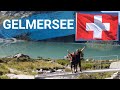 Schweiz Gelmerbahn und Gelmersee. Wandern in der Schweiz.