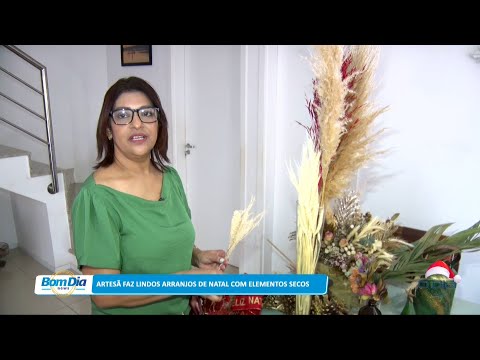 Artesã faz lindos arranjos de Natal com elementos secos 15 12 2022