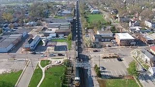 preview picture of video 'Flying above CSX's Slab Steel Train in Glendale Ohio (Drone Video)'