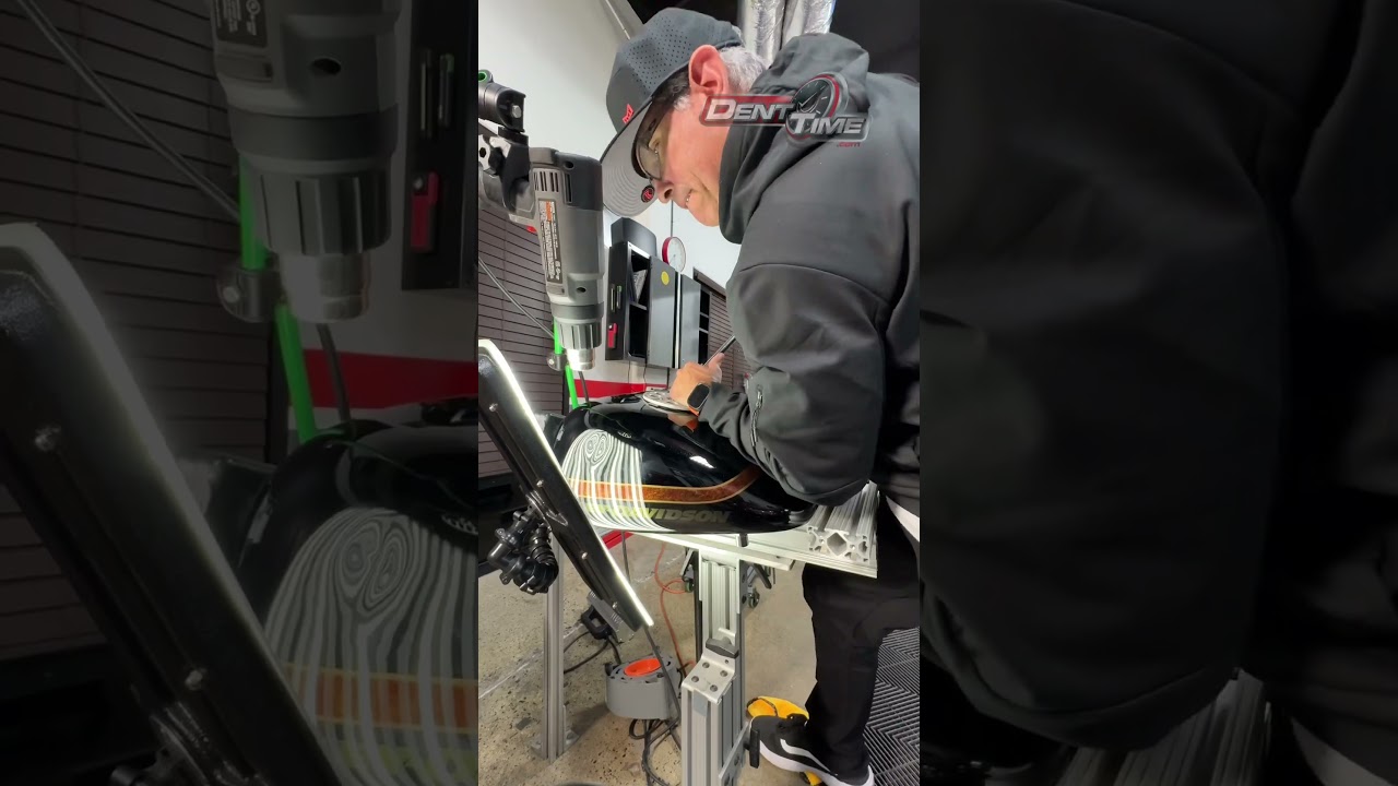 Epic Deep Dent Repair on a Harley Gas Tank!: Behind the Scenes #paintlessdentrepair