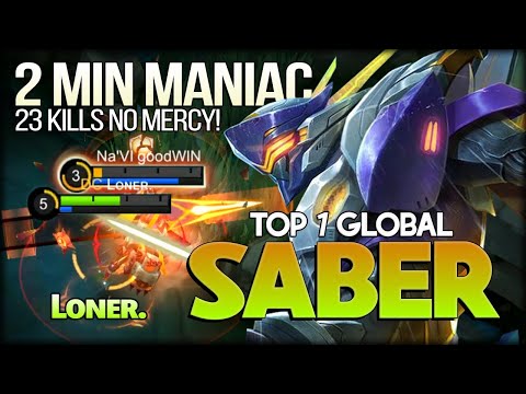 Early Maniac! Insane 23 Kills! Lᴏɴᴇʀ. Top 1 Global Saber - Mobile Legends: Bang Bang