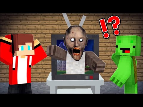 JayJay & Mikey - Minecraft - This is Scary Granny got out of TV in Minecraft JJ and Mikey Maizen