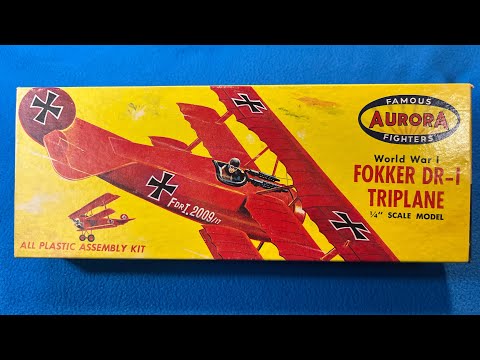 Aurora 1958 Fokker DR-1 Triplane Vintage Model Airplane Kit Review Unboxing 