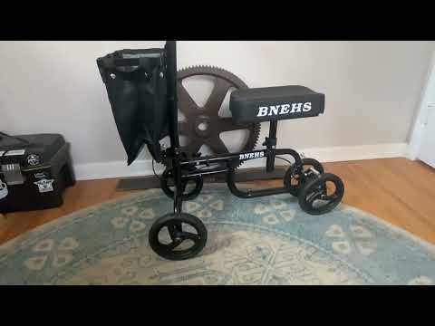 BNEHS Knee Scooter with Grooved Brake Pads Folding Knee Walker Review, well built and kinda fun