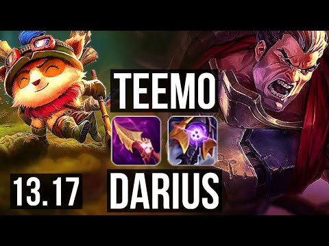 TEEMO vs DARIUS (TOP) | 2.3M mastery, Rank 7 Teemo, 8/3/7 | KR Master | 13.17