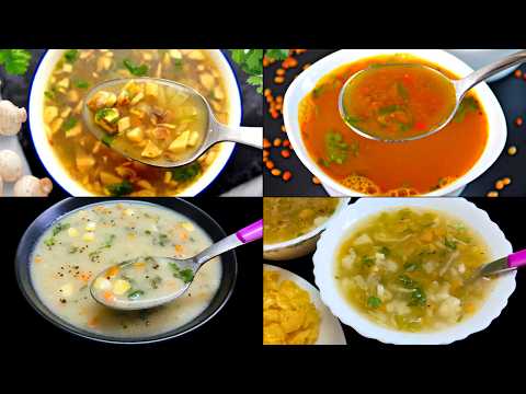 4 வகையான ஈஸியான சத்தான சூப் ரெசிபிஸ் | Easy Soup Recipes in Tamil | Soup Recipes | Tamil Food Corner