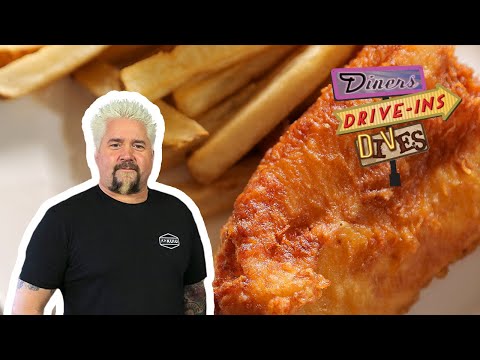 Guy Fieri Eats Fish and Chips at Stoney's British Pub | Diners, Drive-Ins and Dives | Food Network