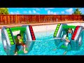 Wendy and Eric Pretend Play with Swimming Pool Spaceship Inflatable Floaties