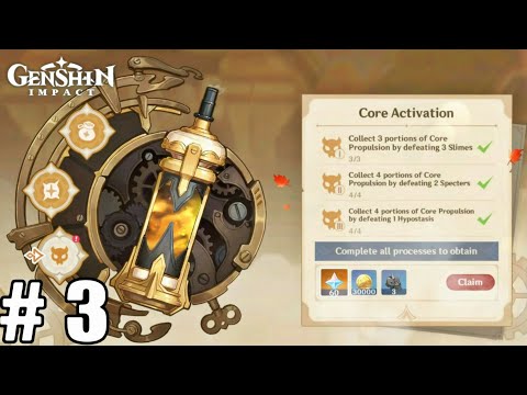 Collect 3 portions of Core Propulsion by defeating 3 slimes, 2 specters and 1 Hypothasis