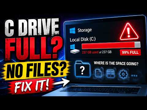 Windows C drive full but no files hidden storage