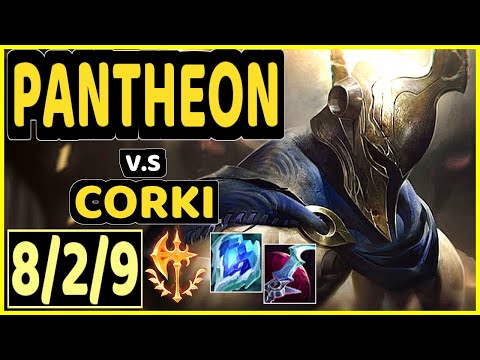 T1 FAKER (PANTHEON) vs CORKI - 8/2/9 KDA MID GAMEPLAY - KR Ranked GRANDMASTER