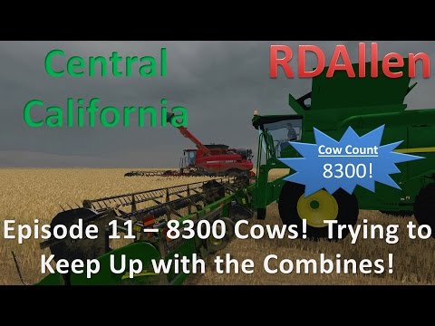 Farming Simulator 15 MP California E11 - 8300 Cows!  And Trying to Keep up with 2 Harvesters