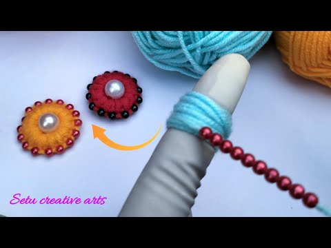 It’s so Beautiful !! Super easy woolen flower making tricks with finger | Hand embroidery ideas