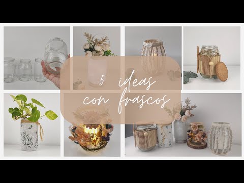 5 IDEAS fáciles con FRASCOS!!! Esmerilado casero - Decoupage - Reciclaje - Artesanato - Manualidades
