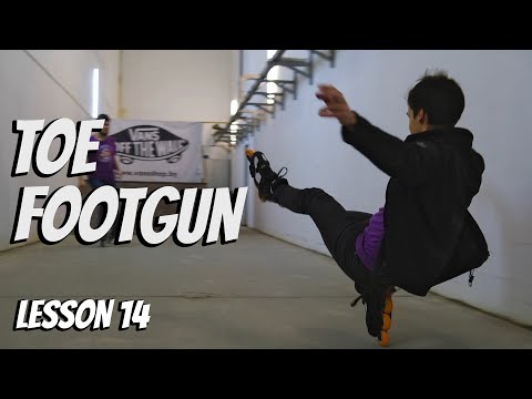 Slalom Inline Skate trick tutorial - TOE FOOTGUN on skates - Lesson 14