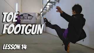 Slalom Inline Skate trick tutorial - TOE FOOTGUN on skates - Lesson 14
