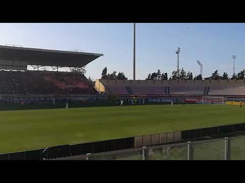 Hamrun fans celebrate goal on 93 minute. Fighting on the pitch. Hamrun-Valletta, 27.04.19.