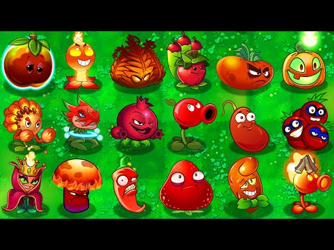 All RED Plants Power-Up vs Buckethead Zombie in Plants vs Zombies 2