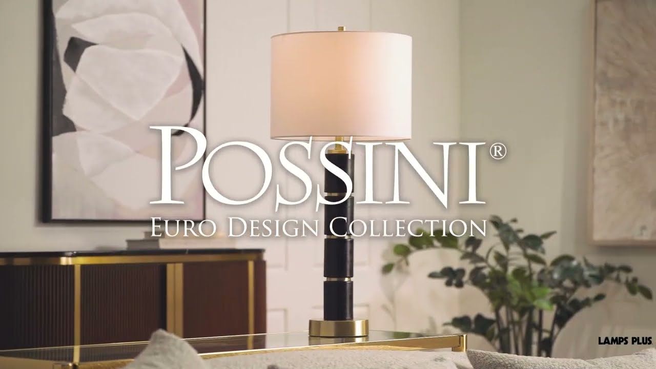 Video 1 Watch A Video About the Possini Euro Rainier Black Faux Leather Column Table Lamp