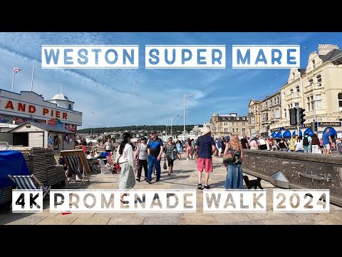 Weston-Super-Mare Promenade 4K Walking Tour - Seafront And Beach Attraction - August 2024
