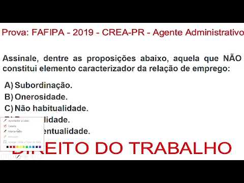 805- DIREITO DO TRABALHO Prova: FAFIPA - 2019 - CREA-PR - Agente Administrativo