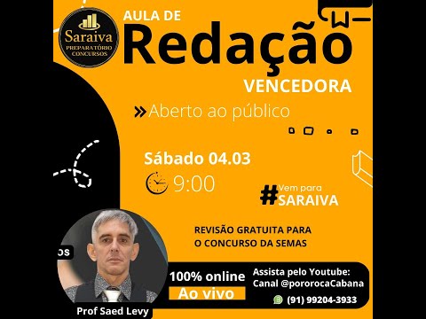 AULA DE REDAÇÃO VENCEDORA: PARA O CONCURSO DA SEMAS