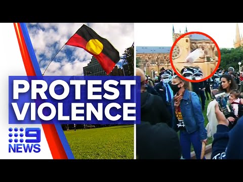 Peaceful Black Lives Matter protest turns violent | 9 News Australia