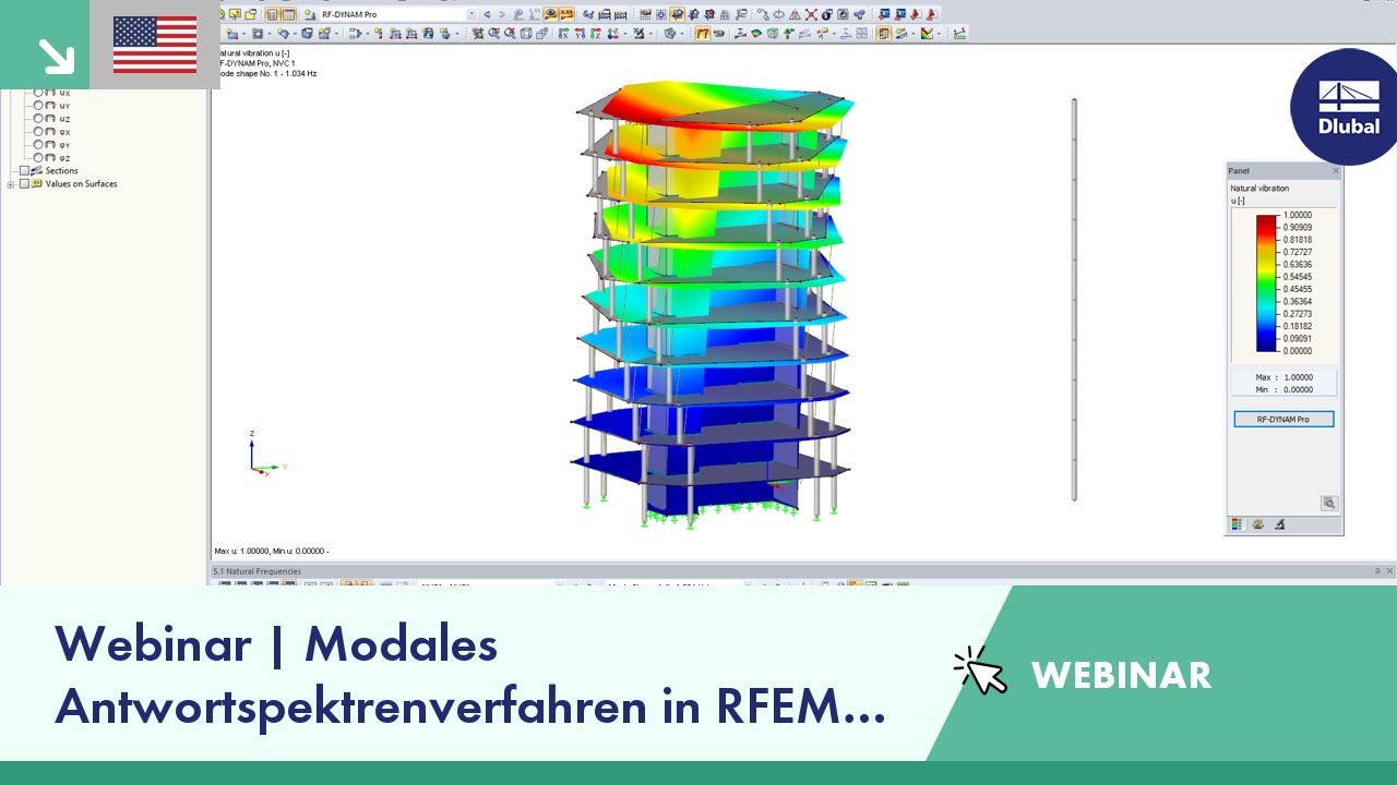 Webinar | Modales Antwortspektrenverfahren in RFEM nach NBC 2015