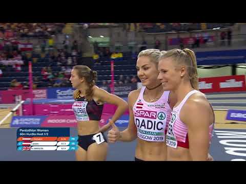 Women's Pentathlon Final   Glasgow 2019 60 m Hurdles Heat 1/2