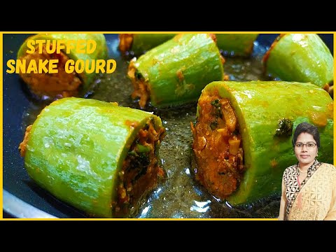 How to make Mushroom stuffed snake gourd | snake gourd roast | Side dish for chapathi