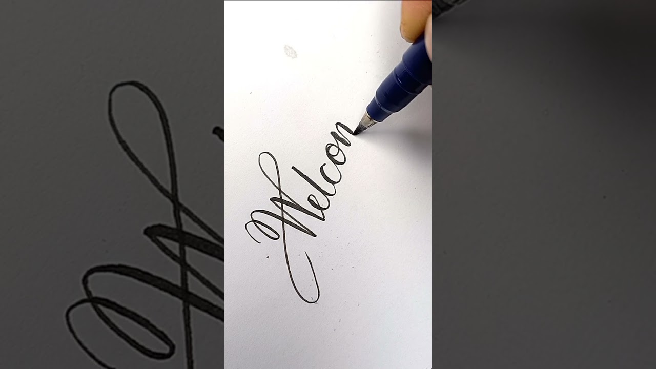 'Welcome' calligraphy style.