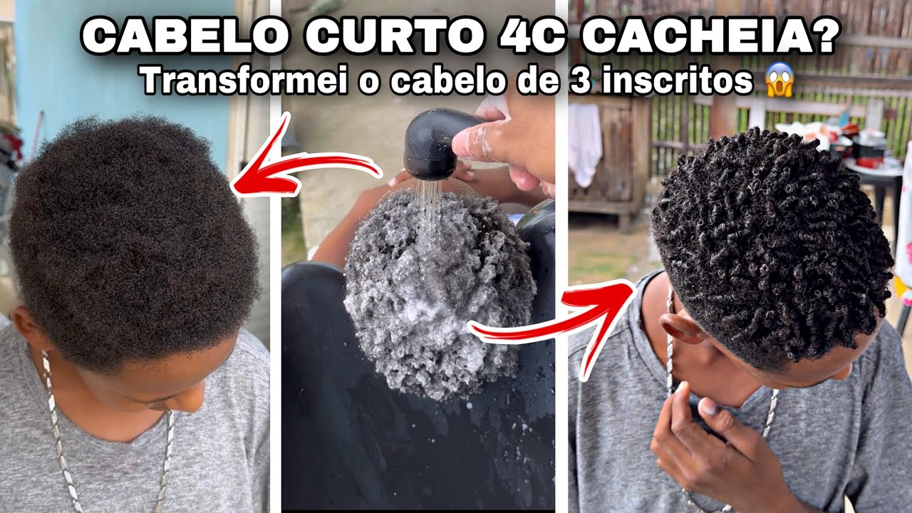 CABELO CURTO CRESPO 4C CACHEIA? transformei o cabelo de 3 inscritos 😳 ficou muito definido!!