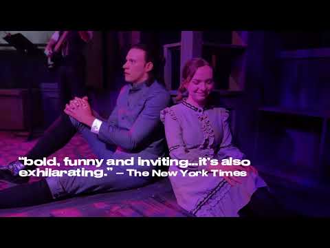Spring Awakening Broadway trailer thumbnail with ensemble in concert-style staging and handheld mics