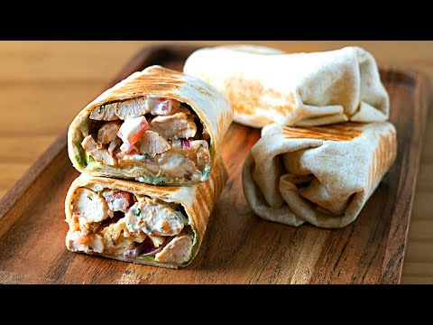 Wrap de pollo con tortillas de harina. Pollo a la plancha jugoso. La mejor salsa ranchera con yogur