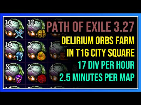 [POE 3.27] Delirium orbs currency farm in Tier 16 City Square Map | Path of Exile