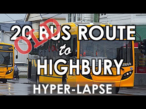 OLD 20 Weekday Bus Route from Mt Victoria (Lookout) to Highbury, Wellington - Timelapse