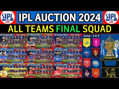 IPL Auction 2024 - All Team Final Squad | IPL Teams 2024 Players List | RCB,CSK,MI,KKR,SRH,GT,PBKS