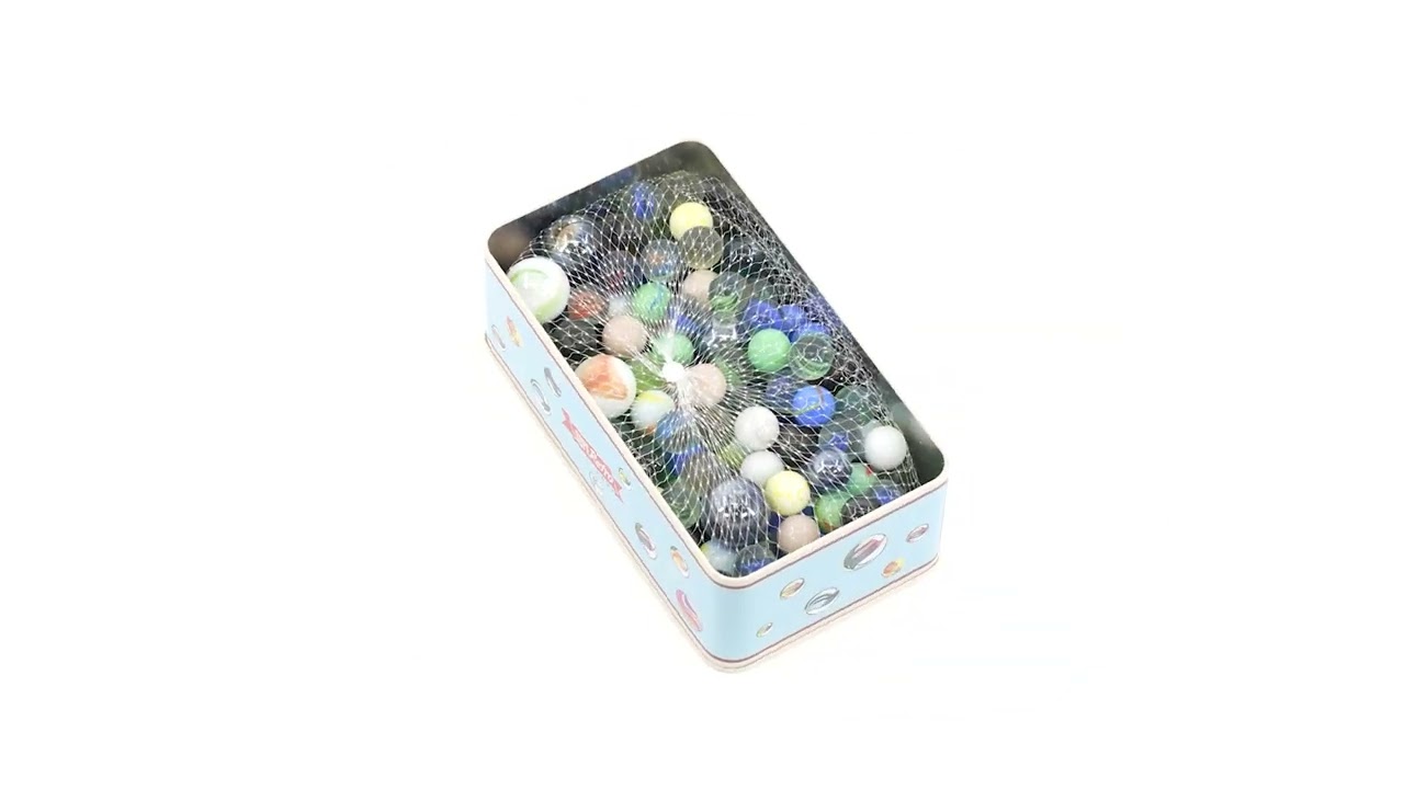 Classic Glass Marbles In A Tin